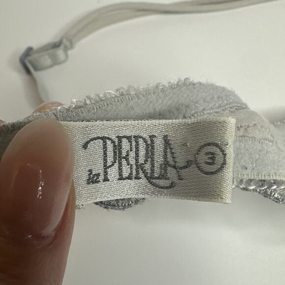 Vintage La Perla Coquette Floral Embroidered Lace Underwire Bra 36 Muted Blue - Picture 8 of 16